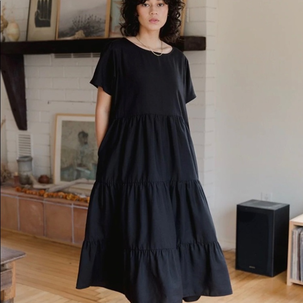 Tradlands Chalet Tiered Dress, Black, M L XL 8 10 12